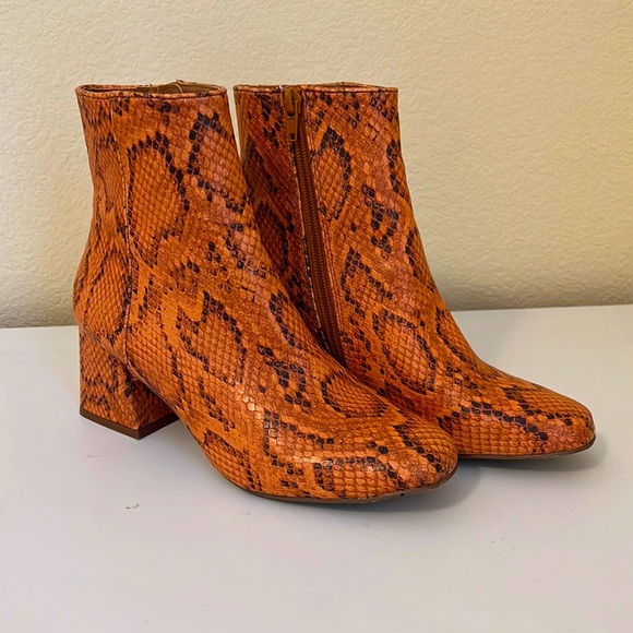Orange Snake Print Steve Madden Booties - Picture 1 of 5